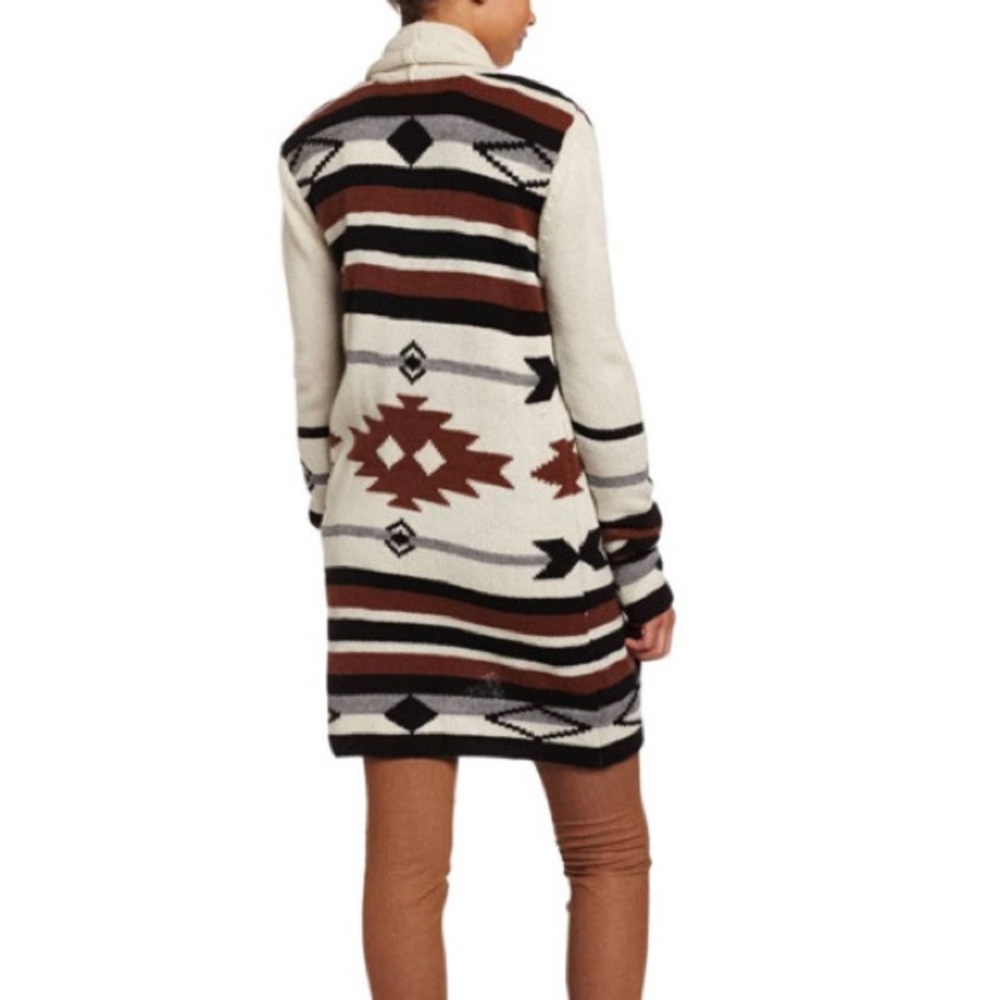 BB Dakota Aztec Santa Fe Wool Blend Open Front Sweater Cardigan